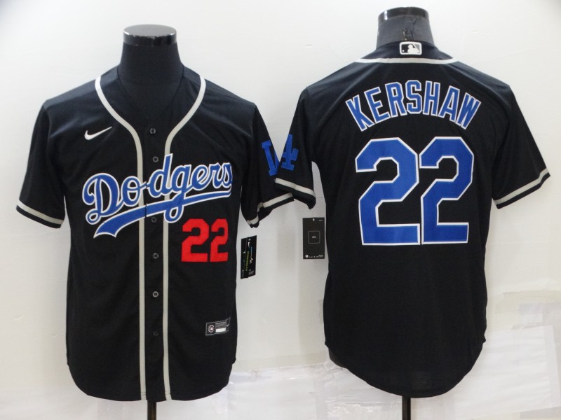 Men's Black Los Angeles Dodgers #22 Clayton Kershaw Cool Base Stitched Baseball Jersey